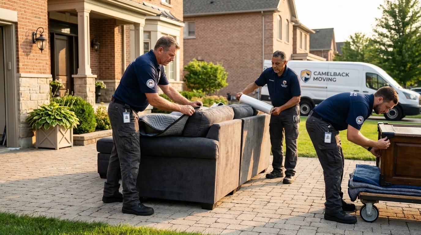 Large estate moving crew wrapping furniture in Altoona, IA