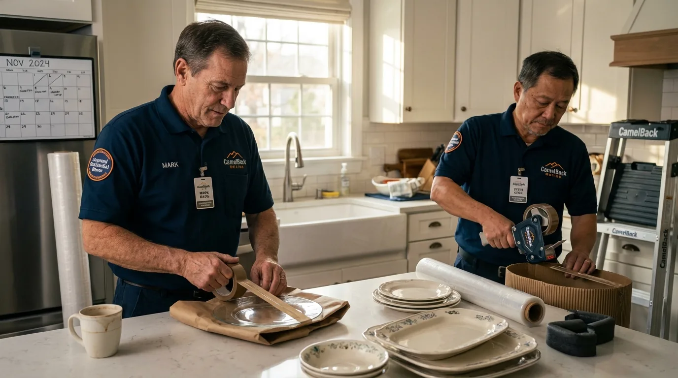 Professional crew packing kitchen dishware in Altoona, IA