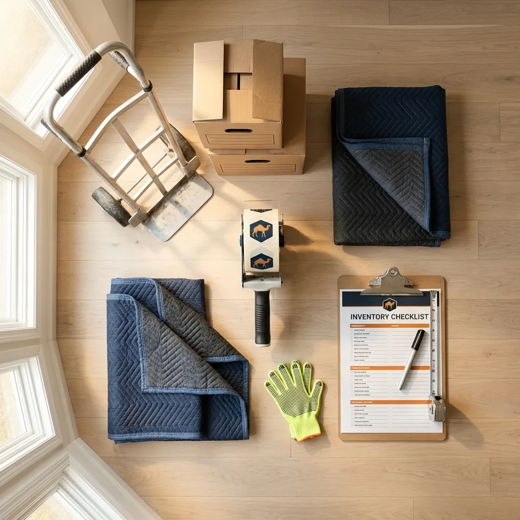 Professional moving supplies and packing materials layout for Altoona residential relocations